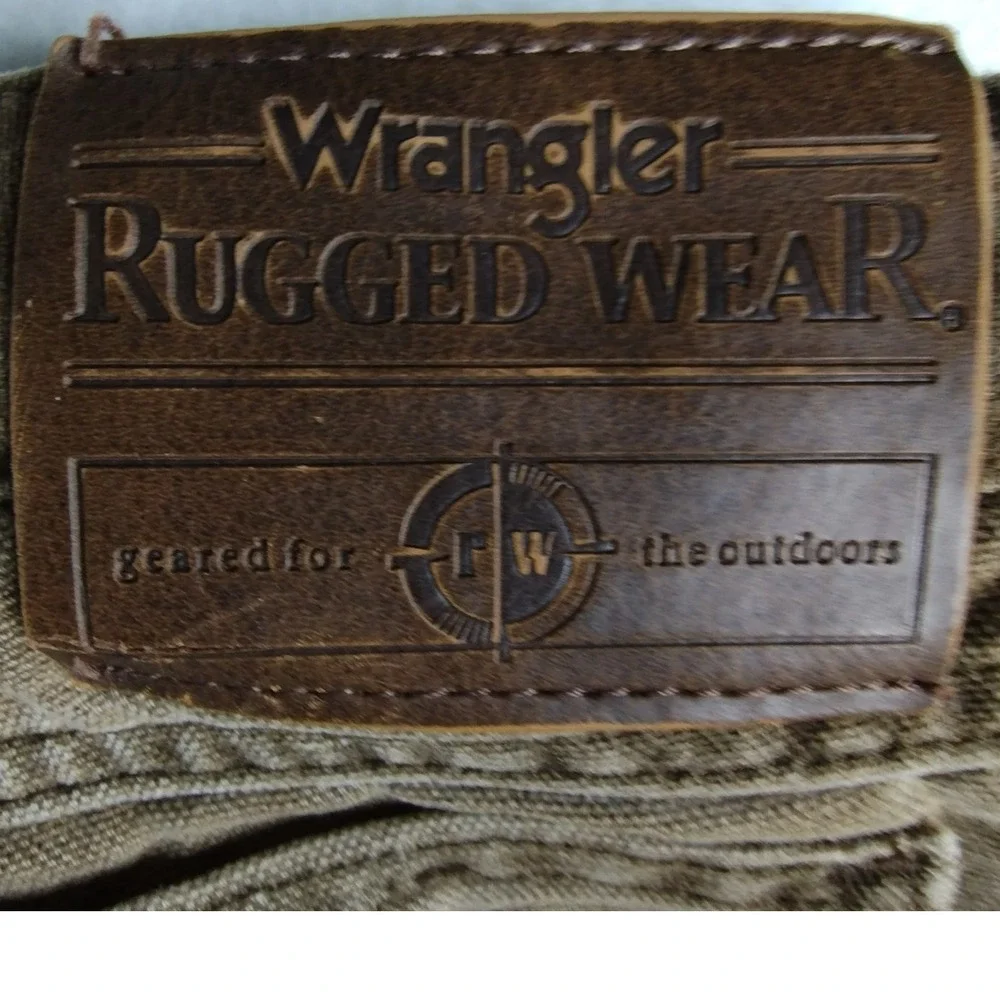 Wrangler Rugged Wear Mens 38x30 Brown Canvas Lined Work Pants Distressed outdoor